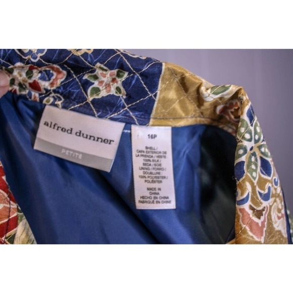 Vintage Alfred Dunner Silk Jacket Lightweight Patchwork Print Size 16P - Picture 3 of 3